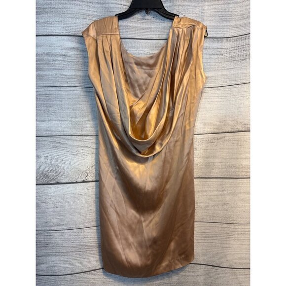 Club Monaco Rose Gold Satin Cowl Neck Dress Size 6 - Picture 1 of 5